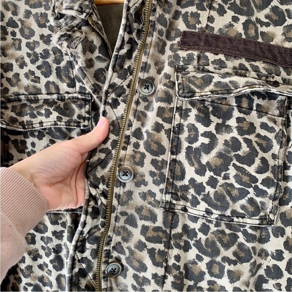 Free People Seize the Day Brown Leopard Denim Jacket - Picture 6 of 11